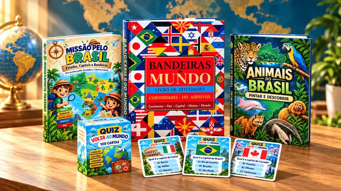 Coleção Missão Volta ao Mundo completa: livros, atividades e jogos educativos